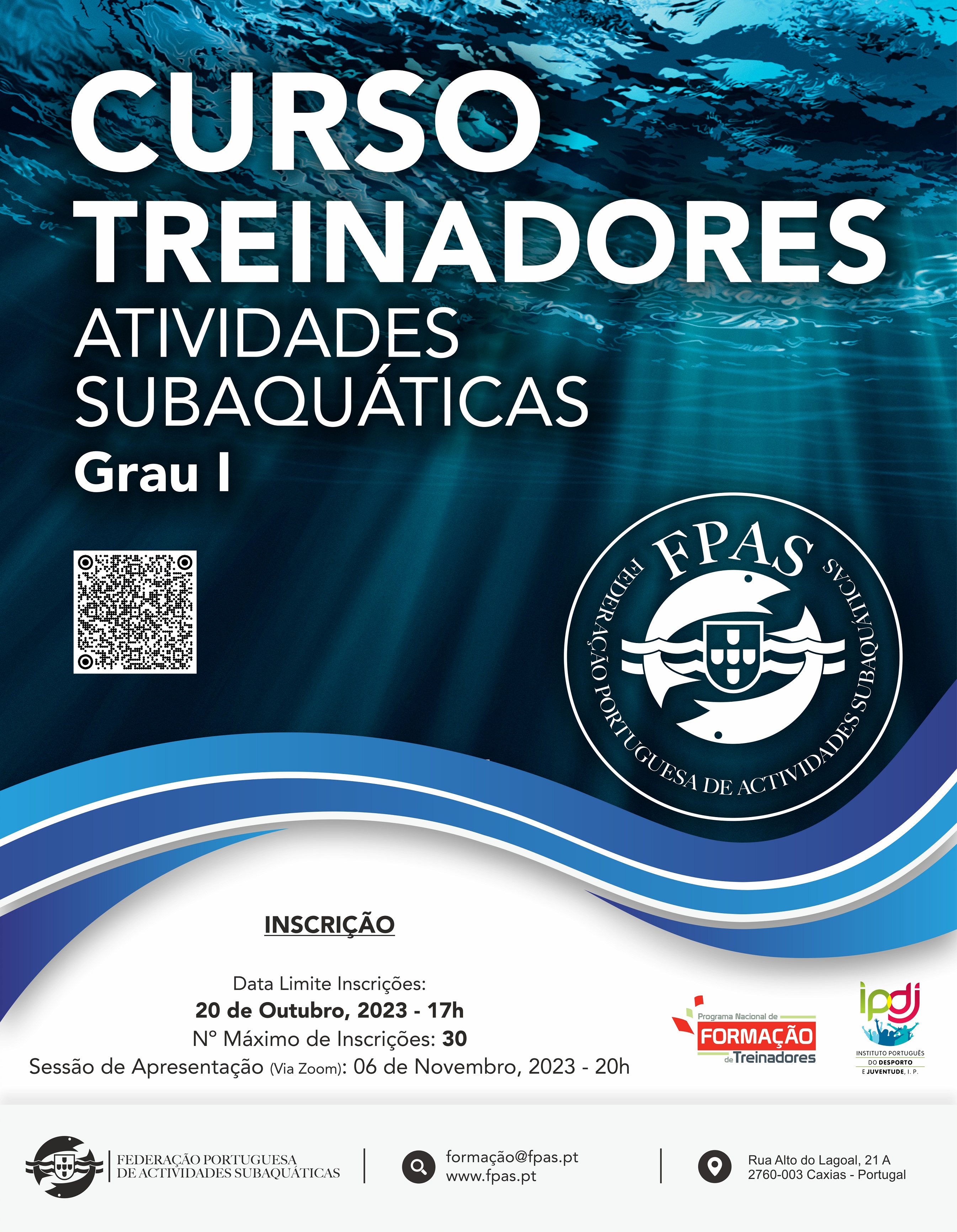 Curso de Treinadores - Grau I - Atividades Subaquáticas - 2023